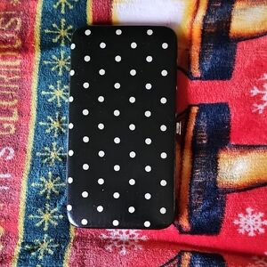 Black Polka Dot Protective Wallet Case - Unbranded